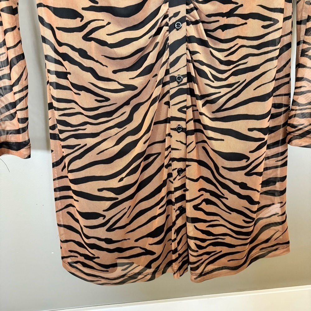 Wild Fable Sheer Tiger Print Button Down Dress - size M - Picture 5 of 5
